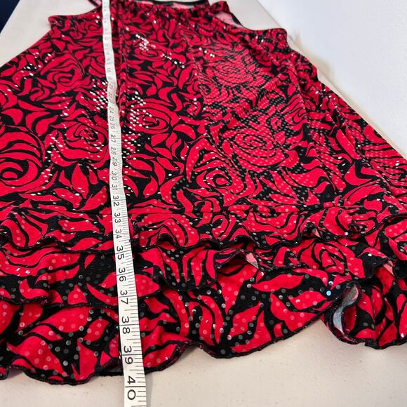 Lane Bryant Women's Dress Sequin Sparkle Red Black Sleeveless Ruched Collar - Picture 15 of 16